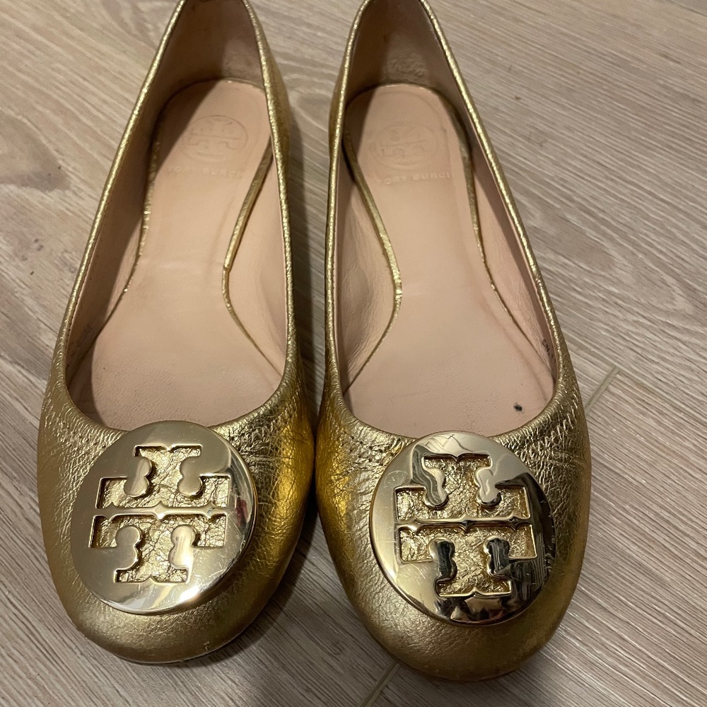 Tory Burch metallic gold shoes